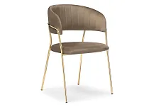 Стул на металлокаркасе Kamelia cappuccino / gold 15318 Woodville, капучино/велюр, ножки/металл/золотой, размеры - ****570*540