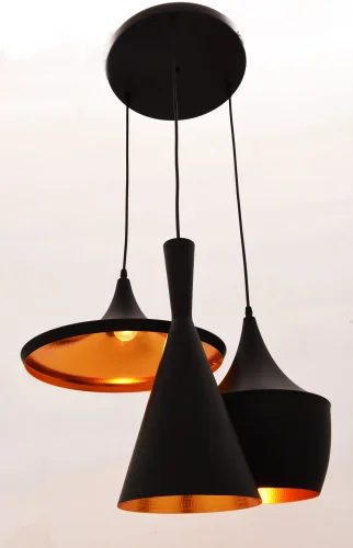Светильник подвесной Foggi  LDP 7712-3 BK Lumina Deco чёрный 3 лампы, основание чёрное в стиле современный лофт  фото 3