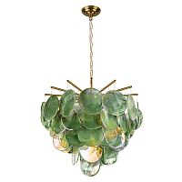 Люстра подвесная Лолли / Lolly 10492/600 Green LOFT IT зелёная на 6 ламп, основание бронзовое в стиле современный 