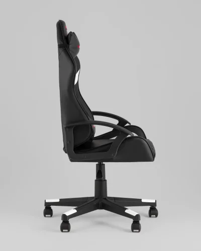 Кресло спортивное TopChairs Warden, черно-белый УТ000039483 Stool Group, чёрный/экокожа, ножки/полимер/чёрный, размеры - 1145*1245***500*470 фото 5