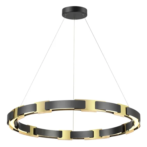 Светильник подвесной LED Fierro 4991/80L Odeon Light чёрный 1 лампа, основание чёрное в стиле хай-тек модерн кольца фото 3