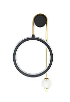 Бра LED CORIDA AP25W LED BLACK/GOLD Crystal Lux белый 1 лампа, основание золотое чёрное в стиле современный кольца