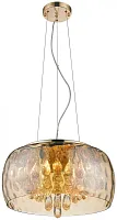 Люстра подвесная Apollonia WE120.09.403 Wertmark прозрачная янтарная на 9 ламп, основание золотое в стиле современный 