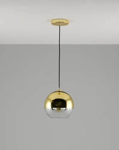 Светильник подвесной Silestia V1692-1P Moderli прозрачный золотой 1 лампа, основание чёрное в стиле современный лофт  фото 3