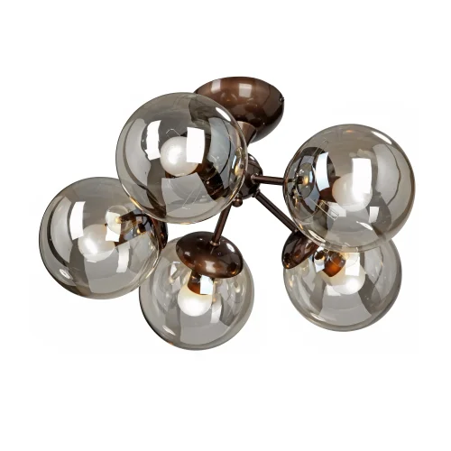 Люстра потолочная V3954-7/5PL Vitaluce янтарная на 5 ламп, основание бронзовое в стиле арт-деко шар фото 3