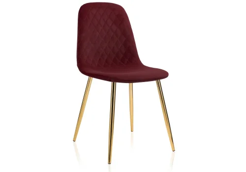 Стул на металлокаркасе Dabl wine red 11707 Woodville, бордовый/велюр, ножки/металл/золотой, размеры - ****440*520