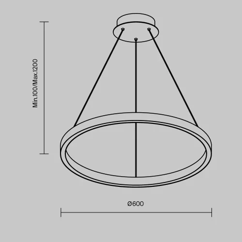 Светильник подвесной LED Rim MOD058PL-L32BK Maytoni чёрный на 1 лампу, основание чёрное в стиле современный хай-тек минимализм кольца фото 6
