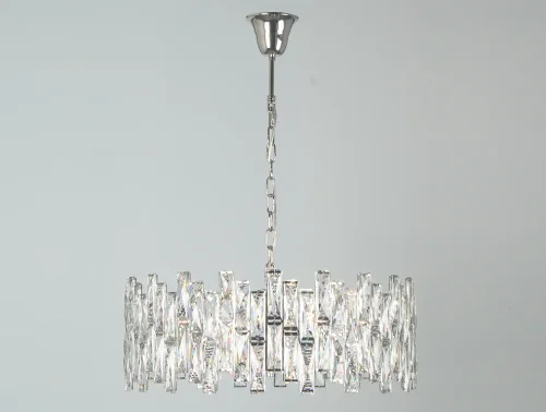 Люстра подвесная 10123+5/C Newport прозрачная на 8 ламп, основание хром в стиле американский современный 