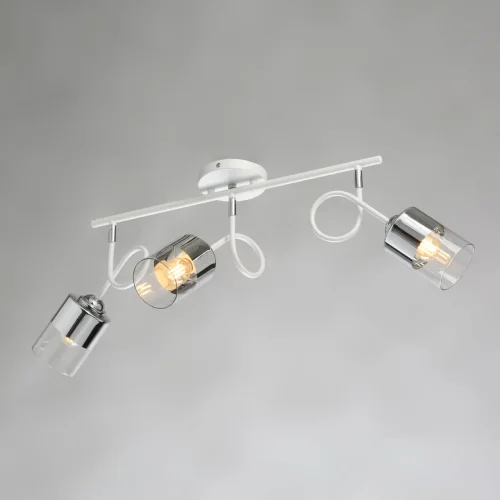 Светильник потолочный Акцент 680011703 DeMarkt прозрачный хром 3 лампы, основание белое в стиле современный  фото 2