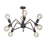 Люстра потолочная V4897-1/8PL Vitaluce без плафона на 8 ламп, основание чёрное в стиле лофт 