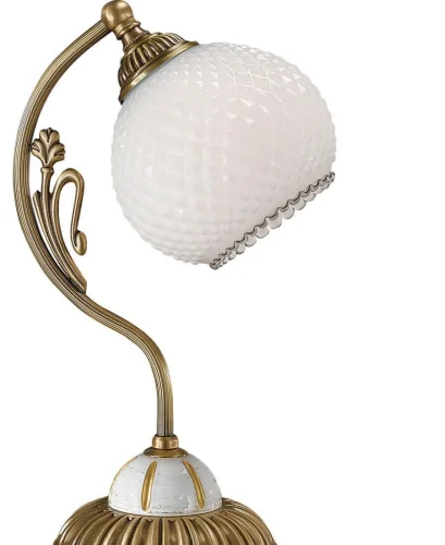 Настольная лампа P 8605 P Reccagni Angelo белая 1 лампа, основание античное бронза латунь дерево металл в стиле классический  фото 2