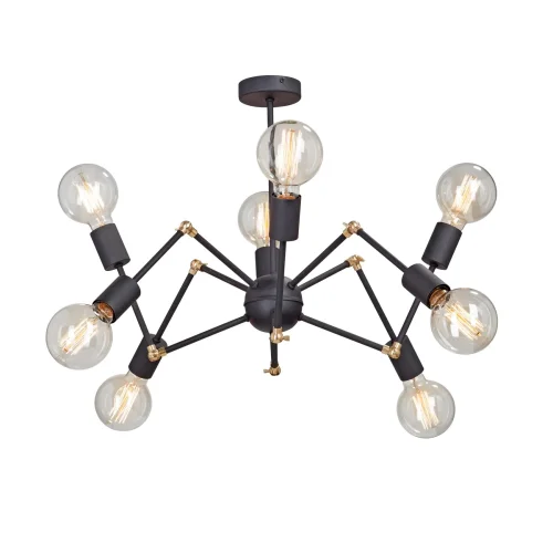 Люстра потолочная V4897-1/8PL Vitaluce без плафона на 8 ламп, основание чёрное в стиле лофт 