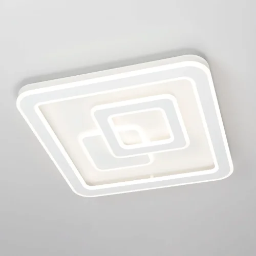 Люстра потолочная LED с пультом Квест CL739150 Citilux белая на 1 лампа, основание белое в стиле современный с пультом квадраты фото 2