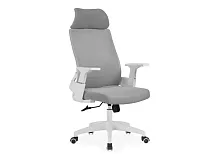 Компьютерное кресло Flok gray / white 15607 Woodville, серый/сетка, ножки/пластик/белый, размеры - *1240***620*660