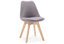 Деревянный стул Bonuss light gray / wood 15283 Woodville, серый/велюр, ножки/массив бука дерево/натуральный, размеры - ****500*560