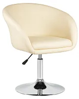Кресло дизайнерское 8600-LM,  цвет сиденья кремовый, цвет основания хром Dobrin, кремовый/экокожа, ножки/металл/хром, размеры - 750*900***600*570