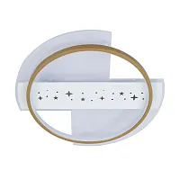 Люстра потолочная LED с пультом Оскар 510010501 DeMarkt белая на 1 лампа, основание белое золотое в стиле хай-тек с пультом кольца