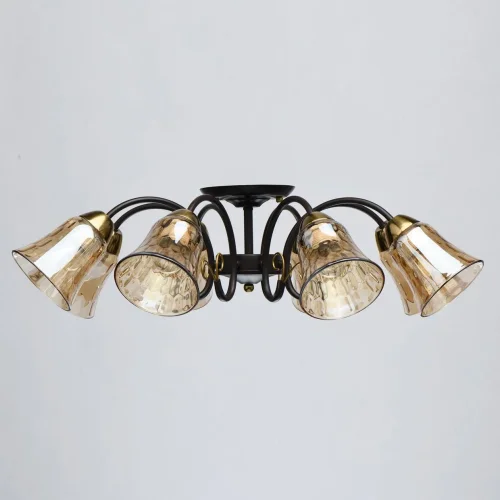 Люстра потолочная Моника 372014408 DeMarkt бежевая янтарная на 8 ламп, основание коричневое в стиле классический  фото 3