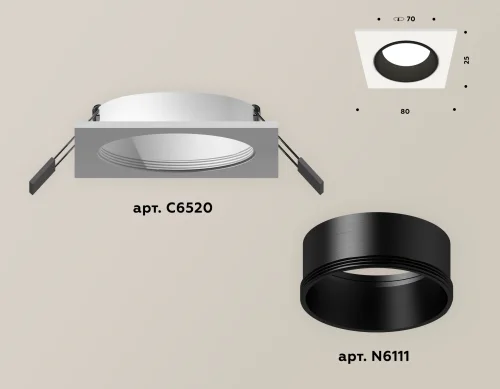 Светильник точечный XC6520002 Ambrella light белый 1 лампа, основание чёрное в стиле модерн хай-тек  фото 2