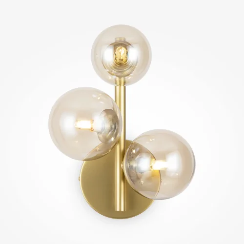 Бра Dallas MOD545WL-03G Maytoni янтарный на 3 лампы, основание золотое в стиле  молекула фото 2