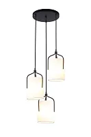 Светильник подвесной Inari V11850-3P Moderli белый на 3 лампы, основание чёрное в стиле арт-деко современный каскад