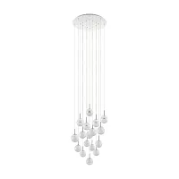 Люстра каскадная LED Montefio 2 39547 Eglo прозрачная на 17 ламп, основание хром в стиле современный каскад
