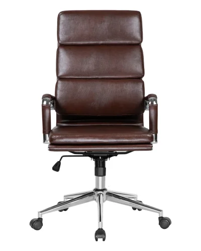 Офисное кресло для руководителей DOBRIN ARNOLD (коричневый) цвет сиденья коричневый, цвет основания хромированная сталь Dobrin, коричневый/экокожа, ножки/металл/, размеры - 1090*1160**** фото 6