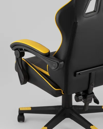 Кресло спортивное TopChairs Shadow, черно-желтый УТ000039464 Stool Group, чёрный жёлтый/экокожа, ножки/полимер/чёрный, размеры - 1170*1270***710*710 фото 3