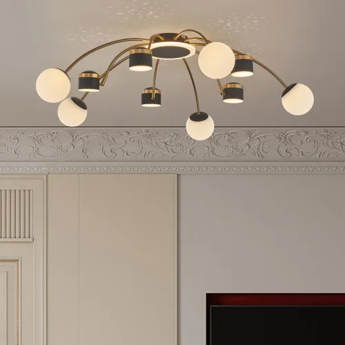 Люстра потолочная LED Ferrara-71040 272040/10 BK/GD Arte Milano белая на 1 лампу, основание чёрное в стиле современный хай-тек фото 11