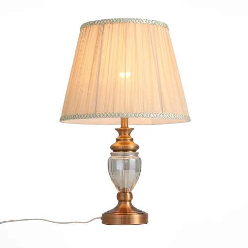 Настольная лампа VEZZO SL965.304.01 St-Luce бежевая 1 лампа, основание белое стекло металл в стиле классический 