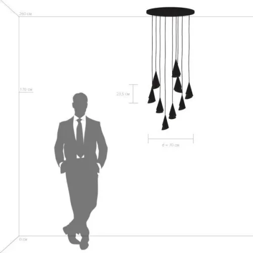Люстра каскадная Сone 757090 Lightstar чёрная золотая на 9 ламп, основание чёрное в стиле хай-тек  фото 2