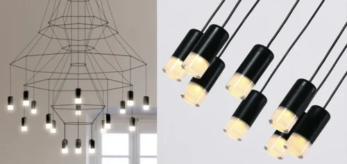 Светильник подвесной Vibia Wireflow 0315 75118-22 ImperiumLoft чёрный на 18 ламп, основание чёрное в стиле лофт современный фото 2