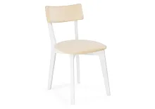 Деревянный стул Гилмар бежевый велюр / белый 515981 Woodville, бежевый/велюр, ножки/массив бука дерево/белый, размеры - ****450*600