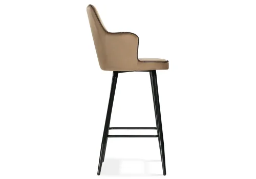 Барный стул Feona dark beige 15072 Woodville, бежевый/велюр, ножки/металл/чёрный, размеры - ****520*540 фото 3