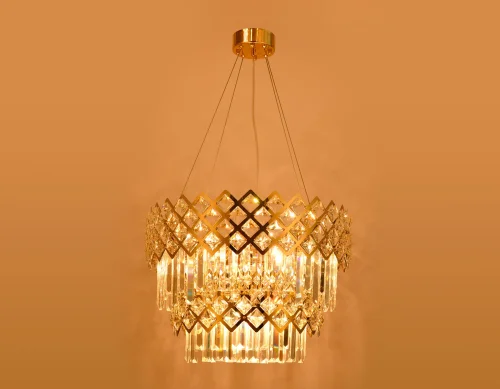 Люстра подвесная Traditional TR5275 Ambrella light прозрачная на 8 ламп, основание золотое в стиле классический  фото 6