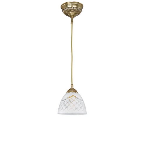 Светильник подвесной L 7152/14 Reccagni Angelo белый 1 лампа, основание золотое в стиле классический 