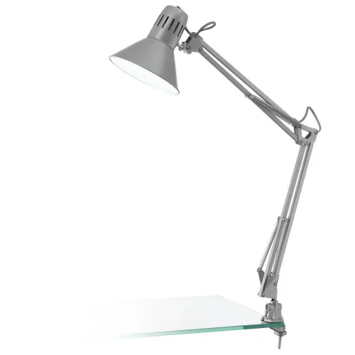 Настольная лампа на струбцине FIRMO 90874 Eglo серая серебряная 1 лампа, основание серебряное серое полимер металл в стиле 10080 