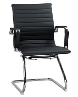 Офисное кресло для посетителей 102N-LMR CODY, цвет сиденья черный, цвет основания хромированная сталь Dobrin, чёрный/экокожа, ножки/металл/хром, размеры - ****535*600