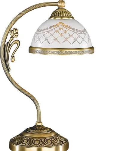 Настольная лампа P 7002 P Reccagni Angelo белая 1 лампа, основание античное бронза латунь металл в стиле классический  фото 2