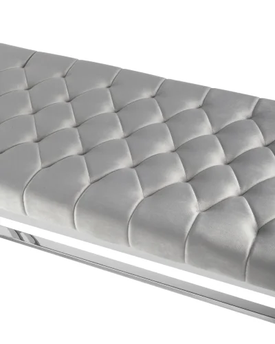Банкетка-скамейка БРУКЛИН, вельвет серый, сталь серебро УТ000001878 Stool Group фото 2