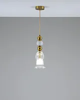 Светильник подвесной Glassy V10908-P Moderli прозрачный 1 лампа, основание золотое в стиле современный выдувное