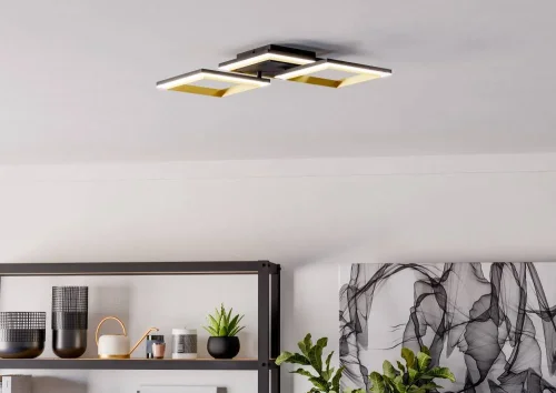 Светильник потолочный LED Calliera 901222 Eglo чёрный матовый латунь на 1 лампу, основание чёрное матовое латунь в стиле современный хай-тек фото 6