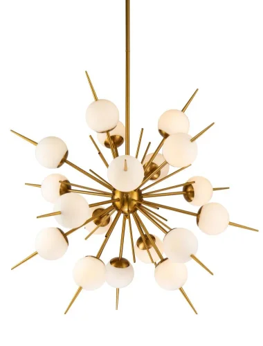 Люстра на штанге 0764CL-18AB Milosh Tendence белая на 18 ламп, основание бронзовое в стиле современный американский шар