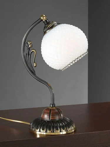 Настольная лампа P 8610 P Reccagni Angelo белая 1 лампа, основание бронзовое коричневое латунь дерево металл в стиле классический 