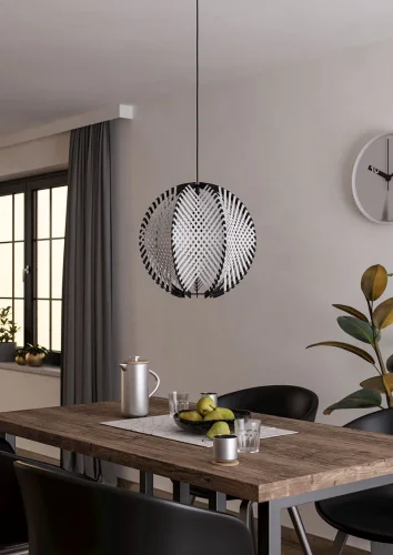 Светильник подвесной Waverton 44005 Eglo белый чёрный на 1 лампу, основание чёрное в стиле фото 3