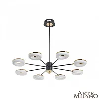 Люстра на штанге LED Ferrara-72999 277499/8 BK/GD Arte Milano белая на 1 лампу, основание чёрное в стиле хай-тек современный 