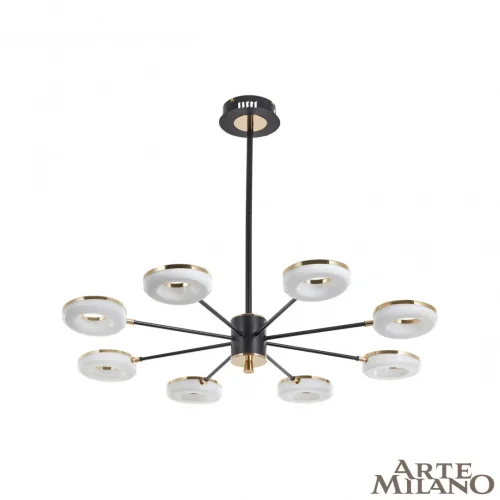 Люстра на штанге LED Ferrara-72999 277499/8 BK/GD Arte Milano белая на 1 лампу, основание чёрное в стиле хай-тек современный 