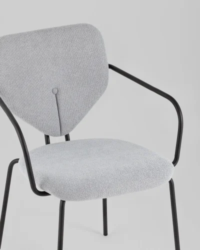 Стул обеденный Masey с подлокотниками, серый УТ000039586 Stool Group, серый/рогожка, ножки/металл/чёрный, размеры - ***** фото 7
