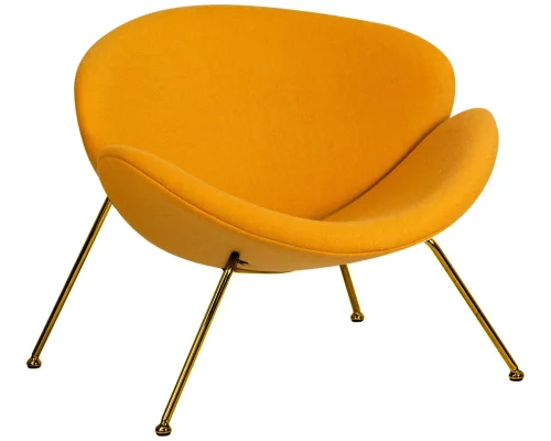 Кресло дизайнерское 72-LMO EMILY, цвет сиденья желтый (AF13), цвет основания золото Dobrin, жёлтый/ткань, ножки/металл/золото, размеры - ****810*780