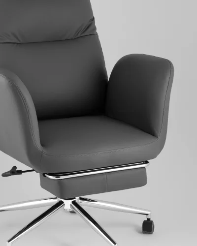 Кресло руководителя TopChairs Solid NC с оттоманкой, серый УТ000041760 Stool Group, /, ножки//, размеры - ***** фото 6